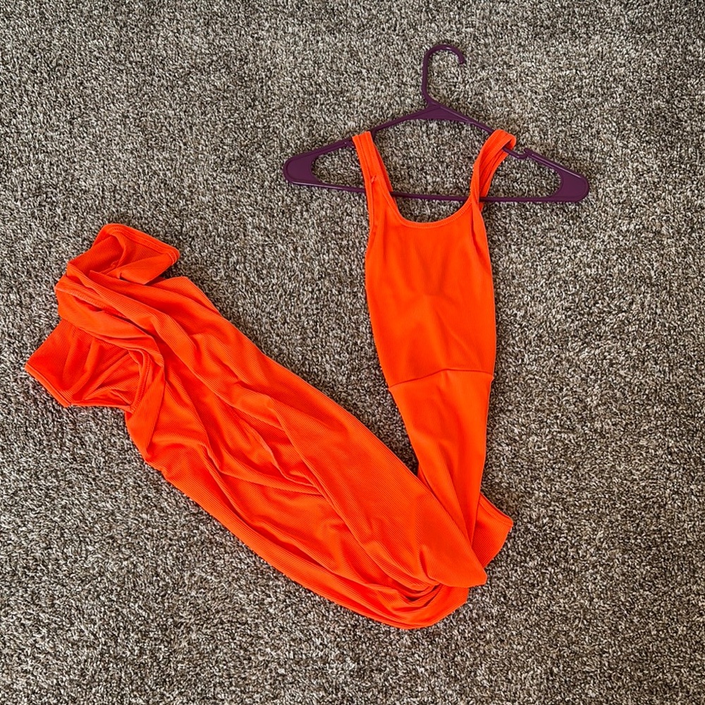 Vibrant Orange Backless Dress